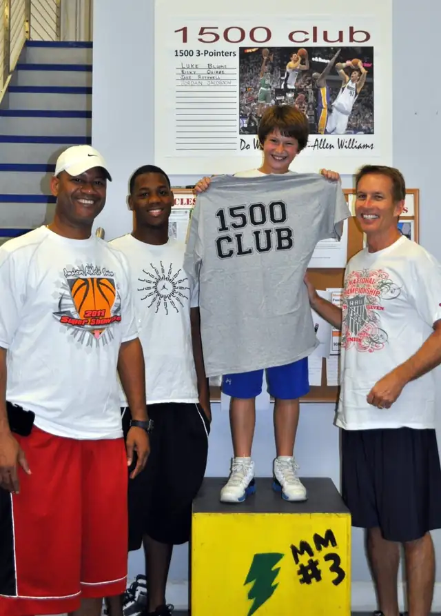 A moment at the 1500 Club wall in the gym