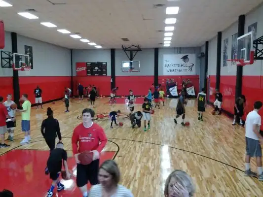A crowd on the new court at the open house